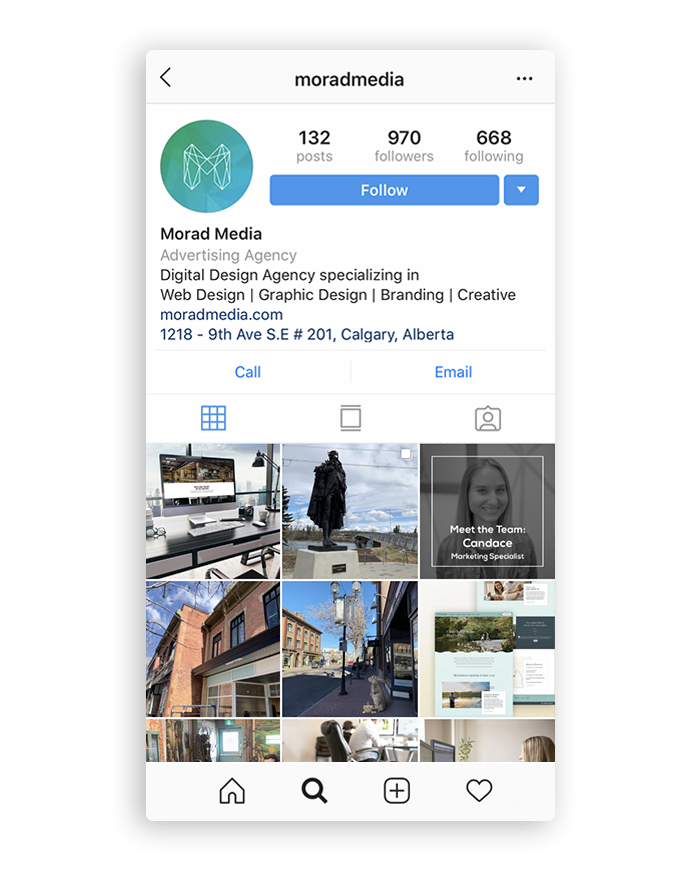 Content marketing example of Morad's social media